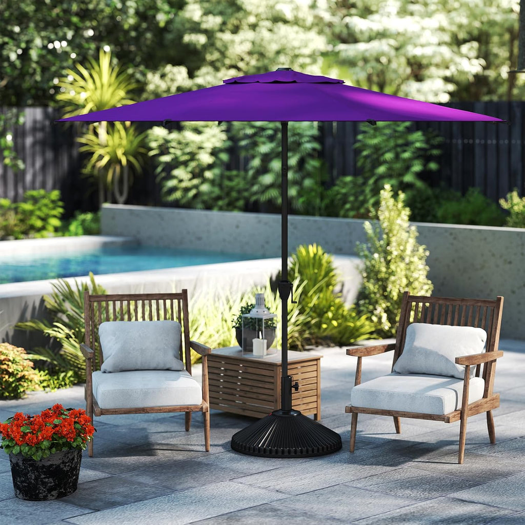 9FT Lyon Outdoor Patio Umbrella Outdoor Table Umbrella with Crank Market Umbrella 8 Sturdy Ribs UV Protection - Purple