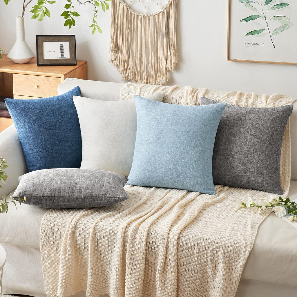 Pack of 2 Decorative Linen Burlap Textured Pillow Covers Farmhouse Boho Accent Pillowcases Spring Coastal Home Decor