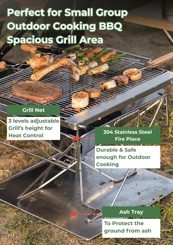 Medium Portable Fire Pit Grill Wood Burning