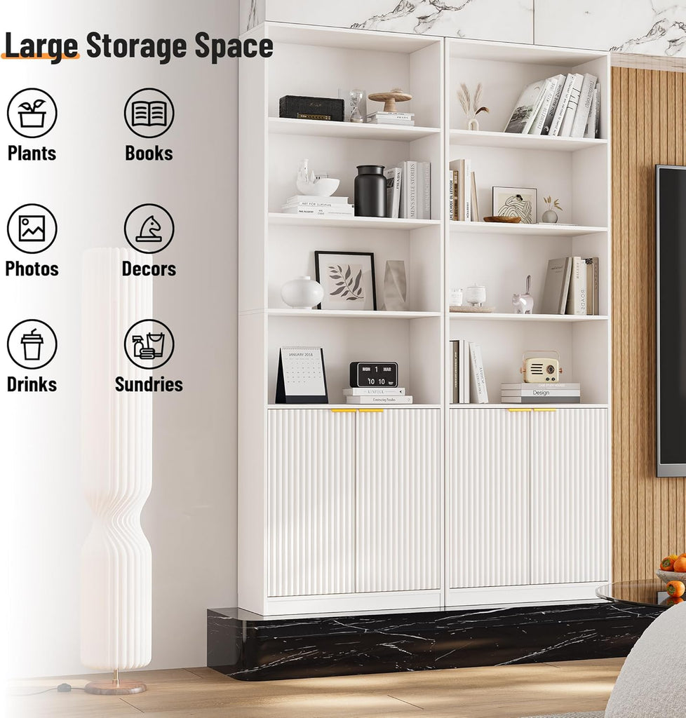72" Tall Book Shelve Bookcases with Doors, Floor Standing 6 Shelf Display Shelves, Bookshelf with Storage Shelf