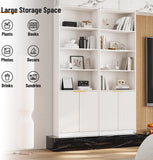 72" Tall Book Shelve Bookcases with Doors, Floor Standing 6 Shelf Display Shelves, Bookshelf with Storage Shelf