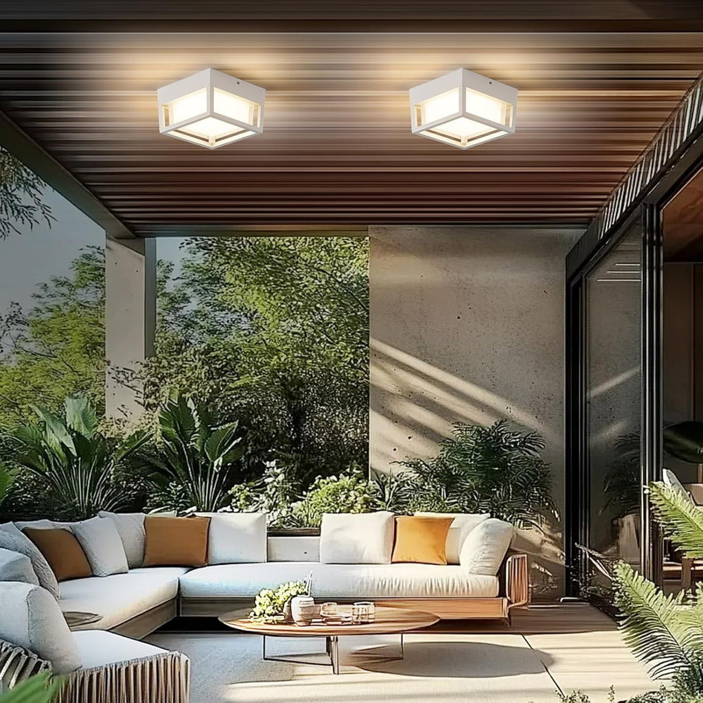 Small Outdoor Flush Mount LED Ceiling Light Exterior Porch Light Ceiling Mounted for Patio Balcony Terrace