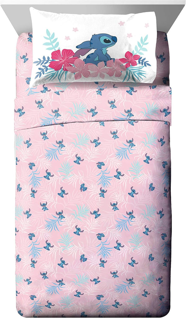 Lilo & Stitch Comforter Set - 5 Piece Kids Bed in a Bag Reversible Comforter & Sheet Set, Girls Bedding