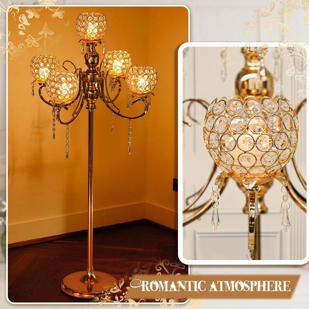 50" Tall Large Elegant Crystal Candelabra/Candlestick Holder Centerpiece for Weddings, Parties & Reception Decoration