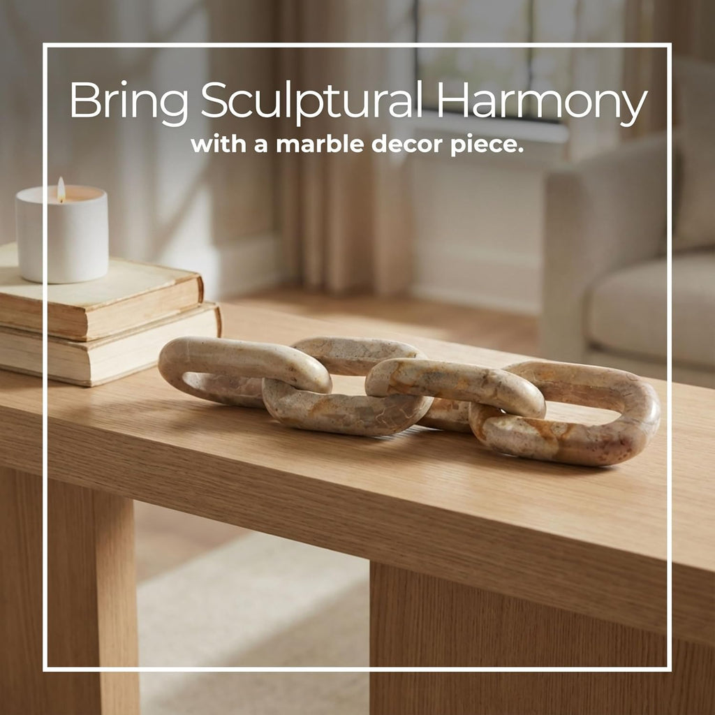 Marble Sculpture Decorative Object - Accessories for Room Styling, for Shelf, Tabletop, and Console Placement, Modern