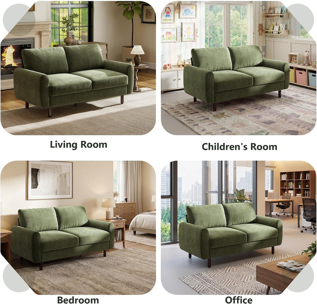 68" Loveseat Sofa, Comfy Chenille Fabric Couches with Spring Cushion and Solid Wood Frame, Modern Deep Seat Couch