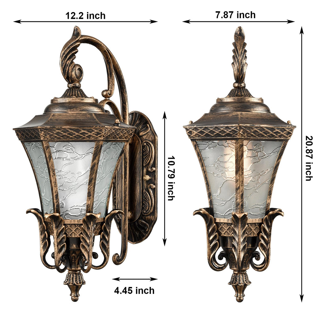 Waterproof Retro Brass 20.87" H Outdoor Wall Light with Glass