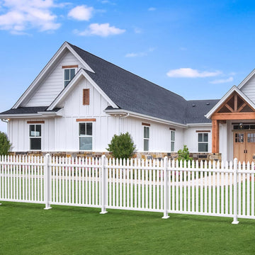 Vinyl Fence 4 Sets 38.6" H x 84" L Picket Fence Panels White PVC Decorative Fence for Front Yard Porch Garden Fence
