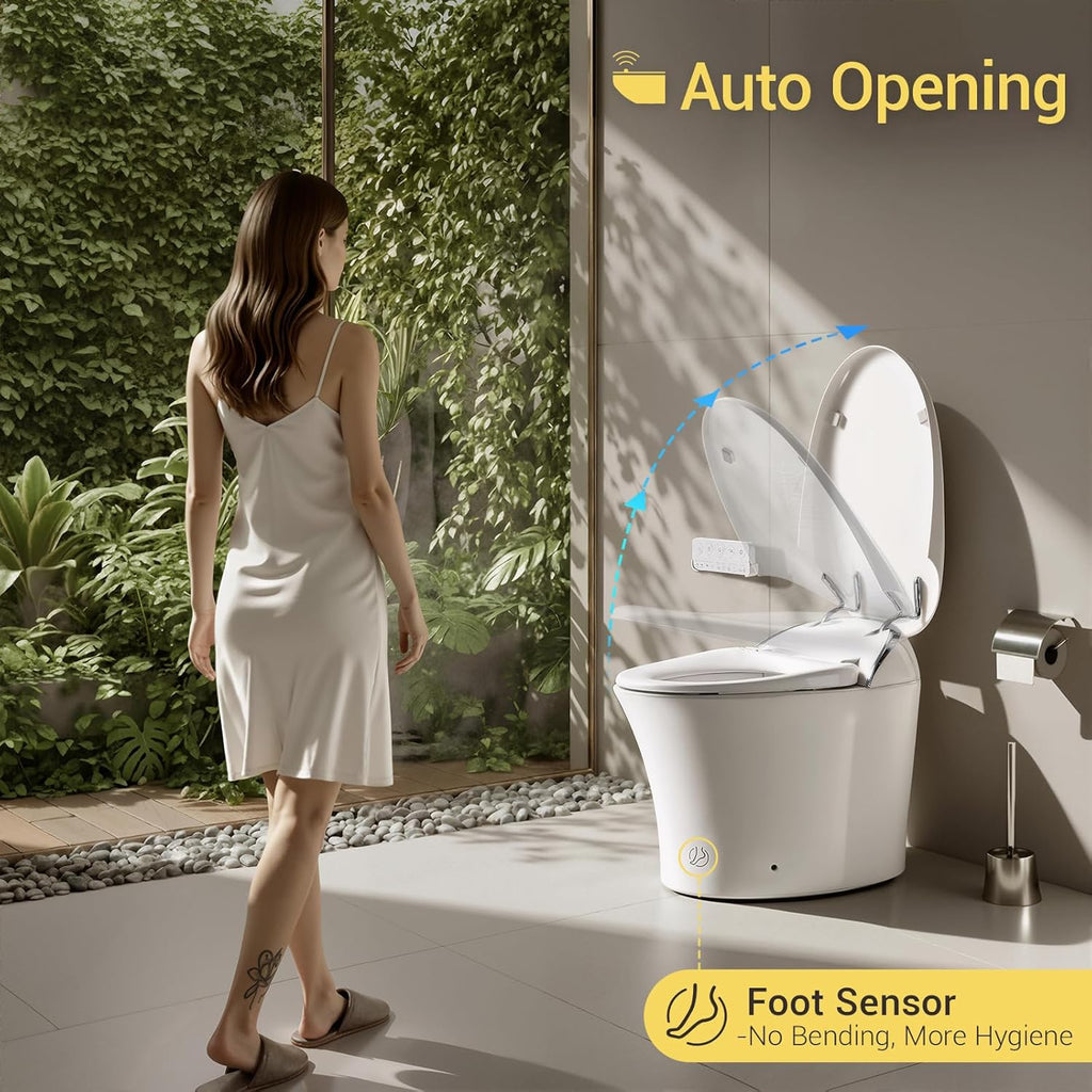 Silver Strip Artistic Smart Toilet,Powerful Flush,Auto Open/Close,Comfort Height,Instant Warm
