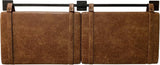 Harlow Modern Wall Mount Hanging Headboard, King, Brown Faux Leather