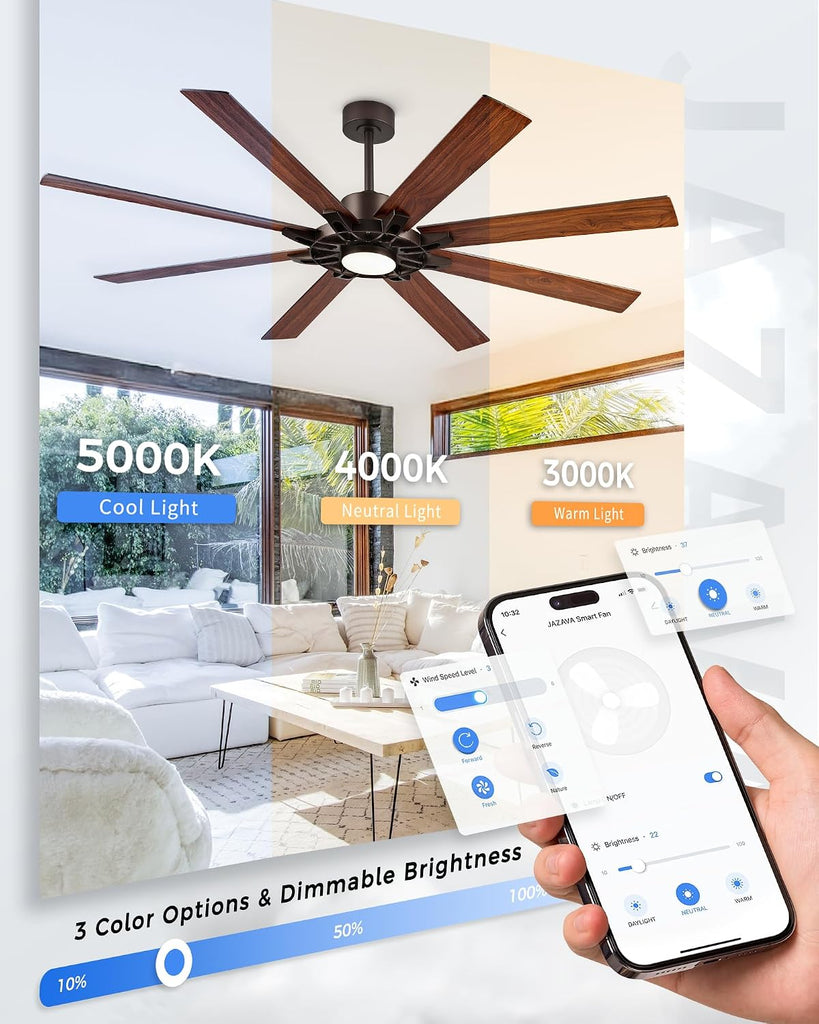 72 Inch Ceiling Fan with Light,Smart Ceiling Fan with Alexa Control