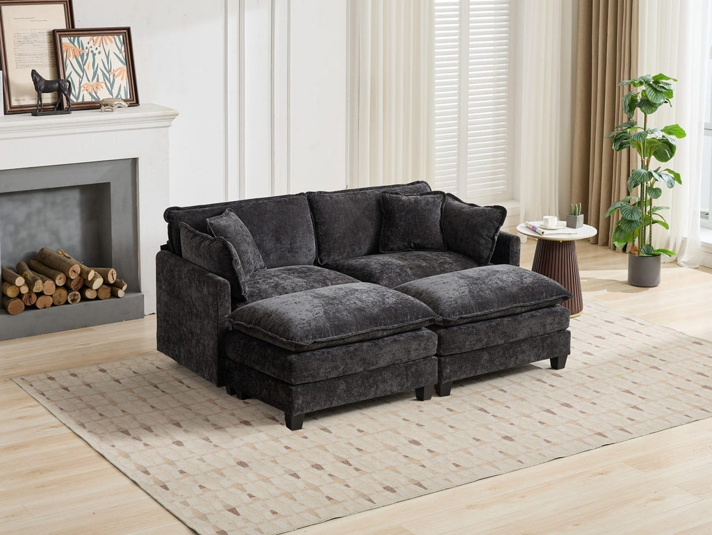Cloud Sofa Ottoman only, Modern Sectional Couch, Bedroom and Apartment, Comfy Double Layer Upholstered Seat Cushion