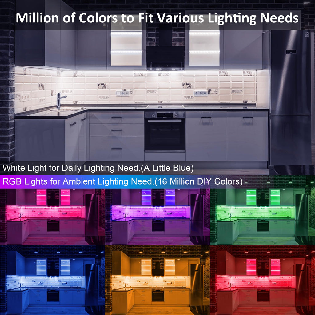 3 Pack RGB Under Cabinet Lights with App and Remote Control