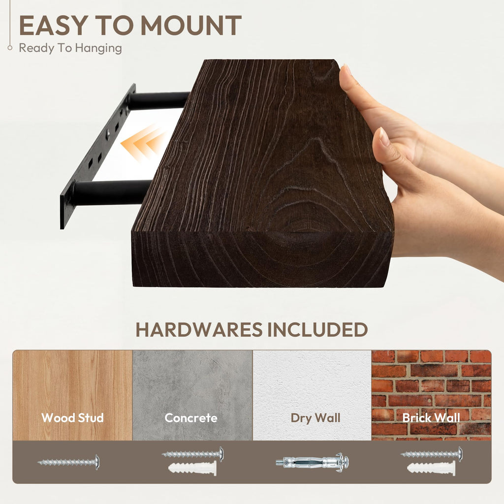 36in Wood Floating Shelves for Wall Mounted, 2Pack|Walnut
