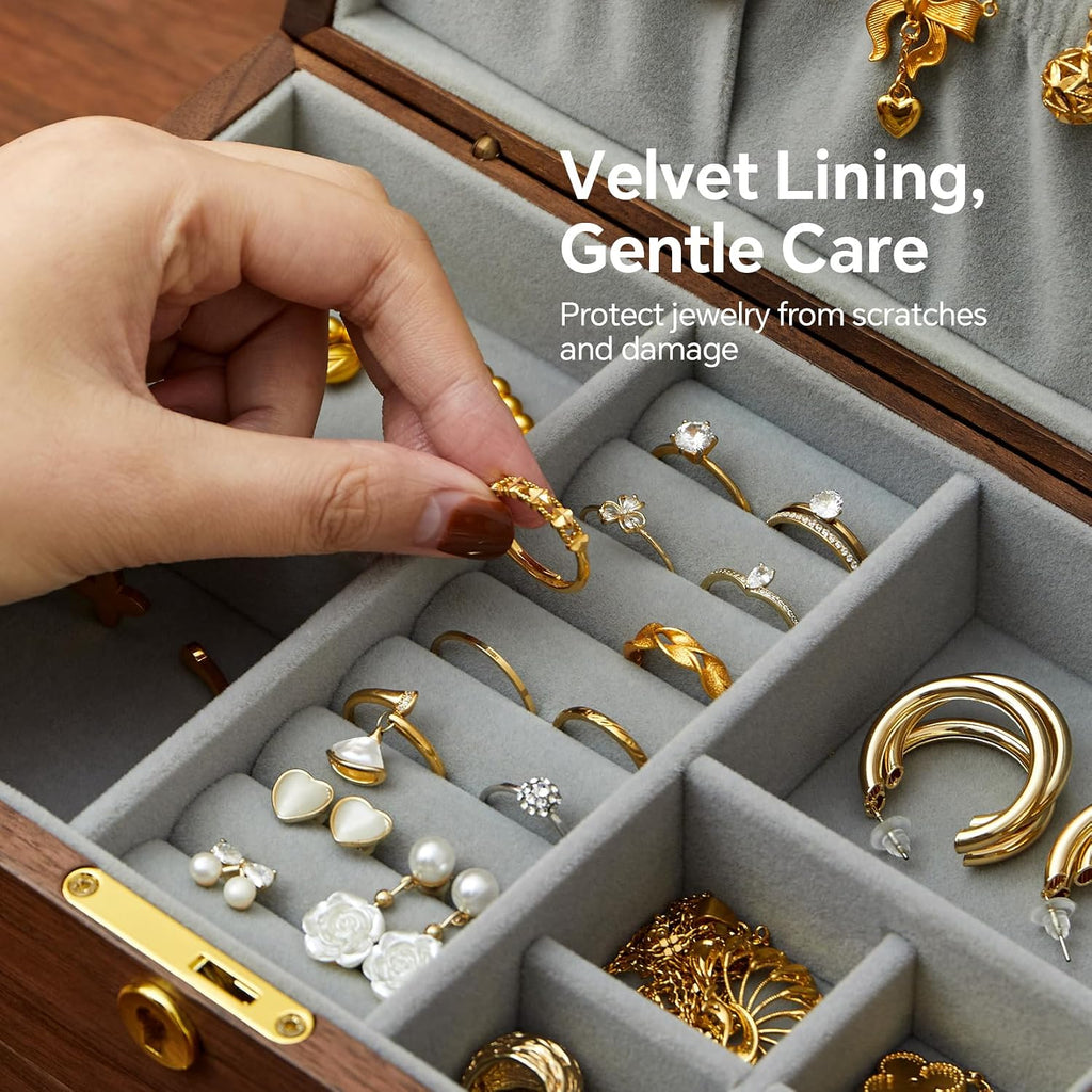 Jewelry Box Organizer for Women & Men 2-Layer Lockable