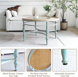 Rustic Farmhouse Round Coffee Table, French Country Vintage Center Table,φ31.5'' x18.9''H Rustic Solid Wood with