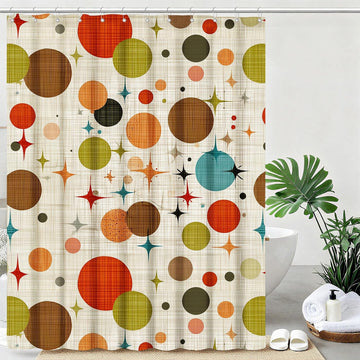 Mid Century Modern Shower Curtain Abstract Geometric Art Shower Curtains Waterproof Fabric Bath Curtain Decor with