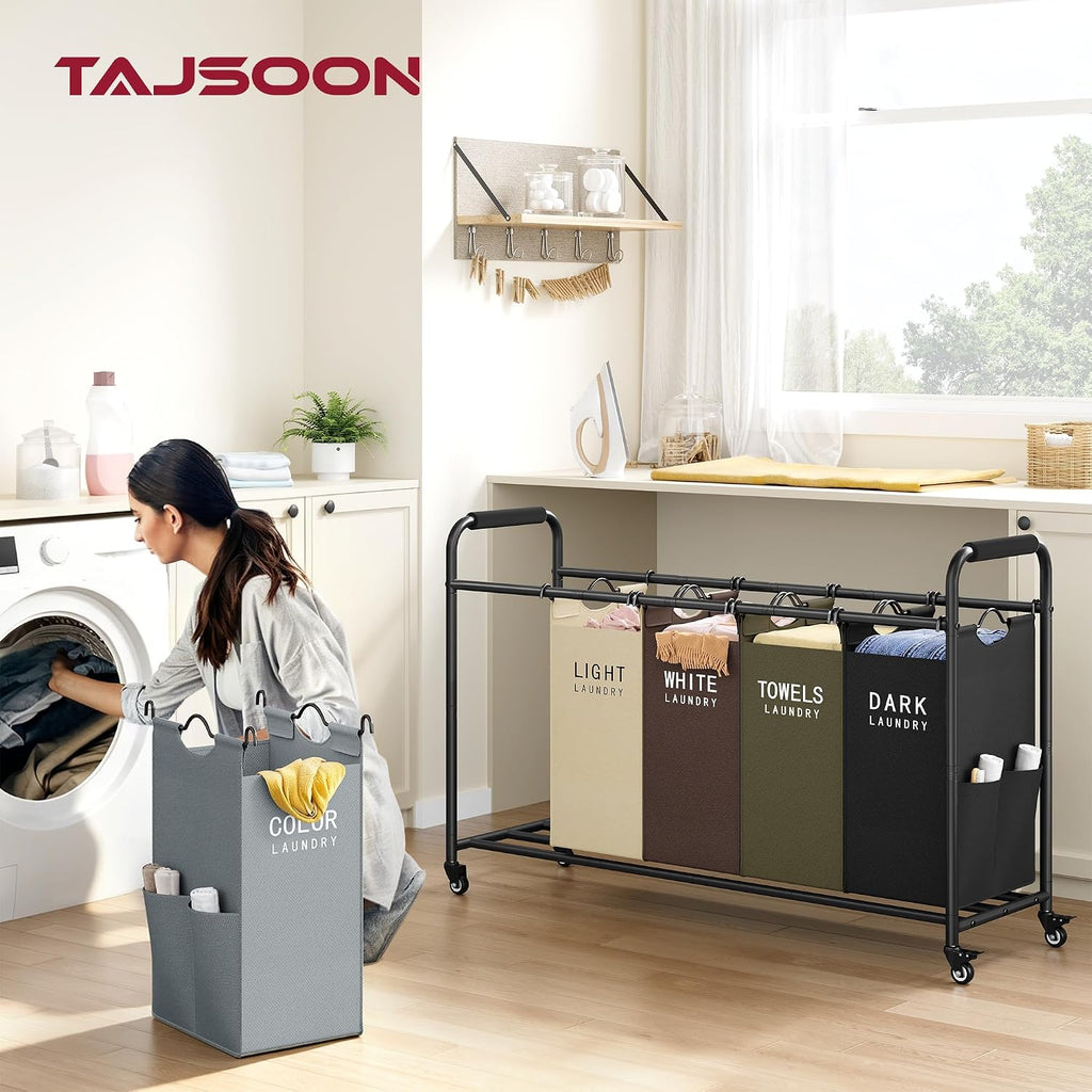 5 Bag Laundry Sorter Cart, Laundry Hamper 5 Section, 5 Colors | Rolling Laundry Basket with Heavy Duty Lockable