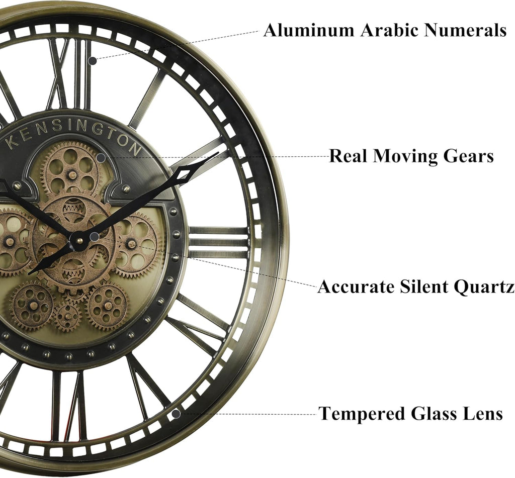 21 Inch Large Moving Gears Wall Clock for Modern Farmhouse Living Room Decor