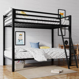 Loft Bunk Bed Twin Over Twin with Ladder and Guardrail,Heavy Duty Metal Slats Support No Box Spring Needed Small Space