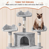 76.5in Multi-Level Large Cat Tree, Big Cat Tower with 3 Condos, Cozy Plush Perches