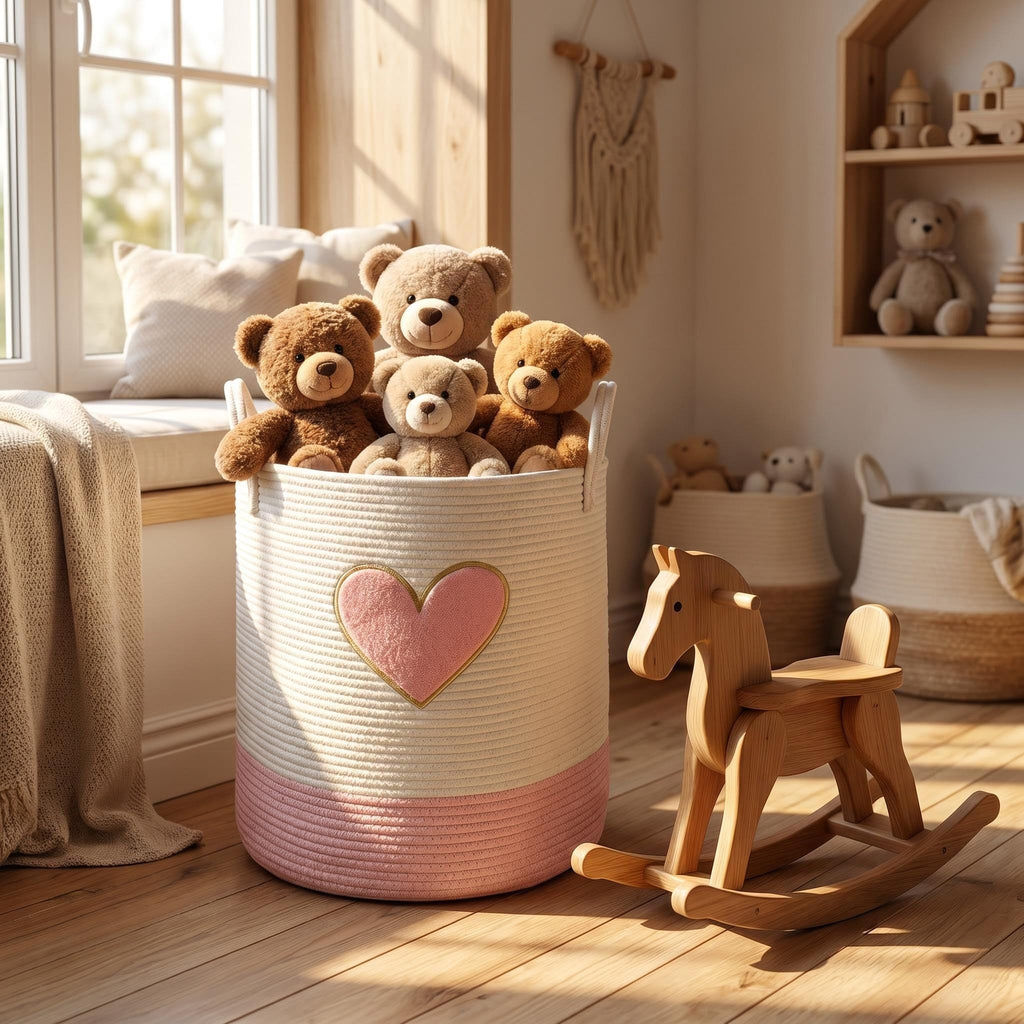 Pink Laundry Hamper, Tall Large Storage Basket