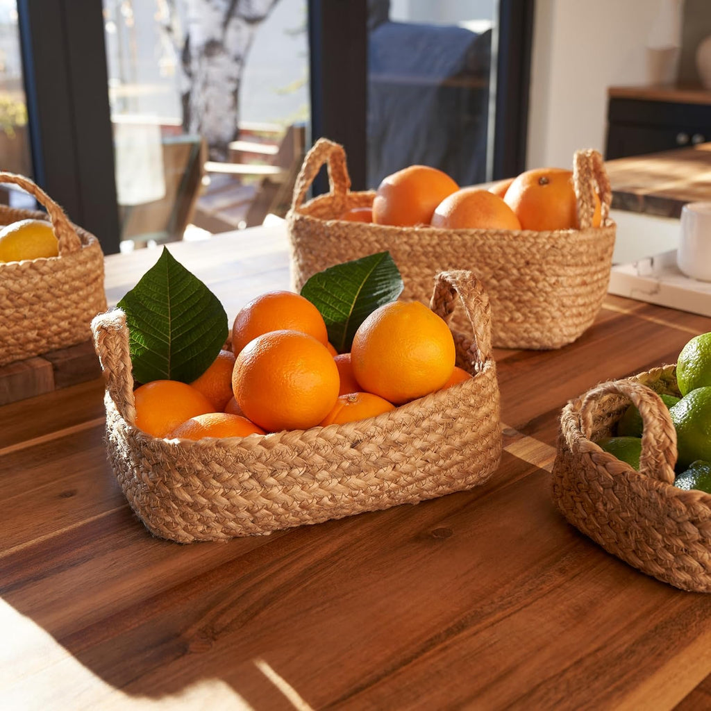 Beautiful Storage Basket Set of 4 - Natural Jute Rope Baskets for Shelves Are Perfect for Organizing Your Home