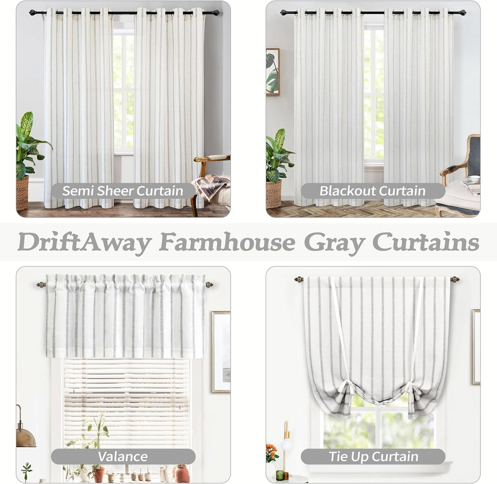 Farmhouse Linen Lined Valance Double Layer Thermal Insulated Room Darkening Blackout Window Valances 3 Inch Rod