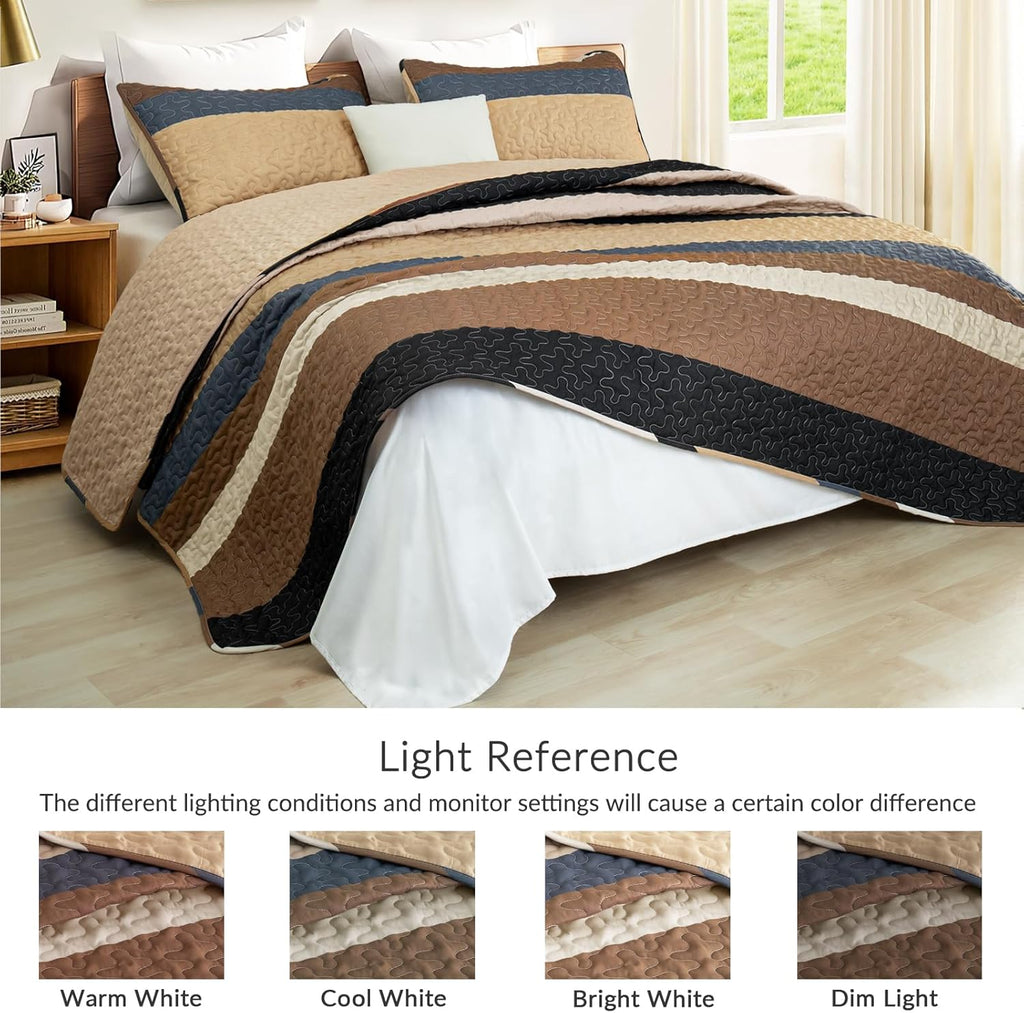 Reversible Camel Print Quilt King with 2 Pillow Shams