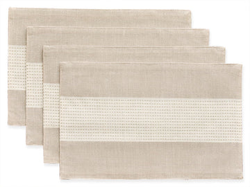 Linen Placemats, 12 x 18 Inch Set of 4 Placemats, Farmhouse Macrame Place Mats Table and Heat Resistant-Hemstitch