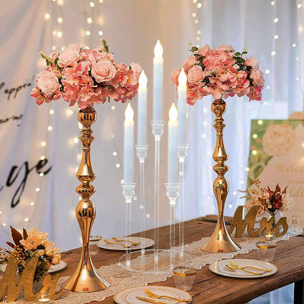 Acrylic Candelabra, 5 Arm Taper Candle Holders, Candle Centerpieces for Tables, Clear Candlestick Holder,Acrylic