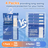 Dehumidifier Bags Hanging Moisture Absorbers - 4 Packs Dehumidifiers for Home Closet Bathroom Basement