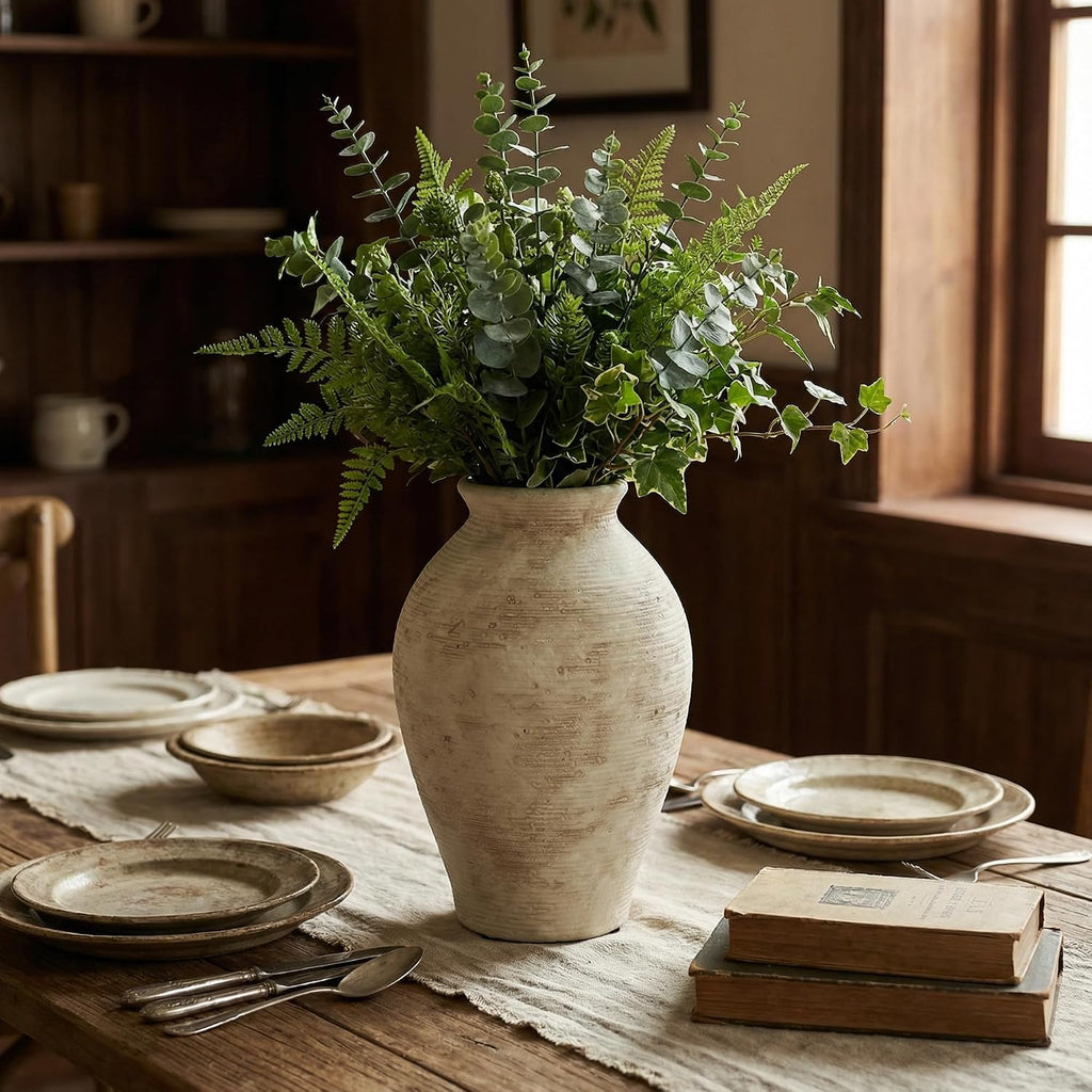 9 Inch Vintage Large White Ceramic Flower Vase