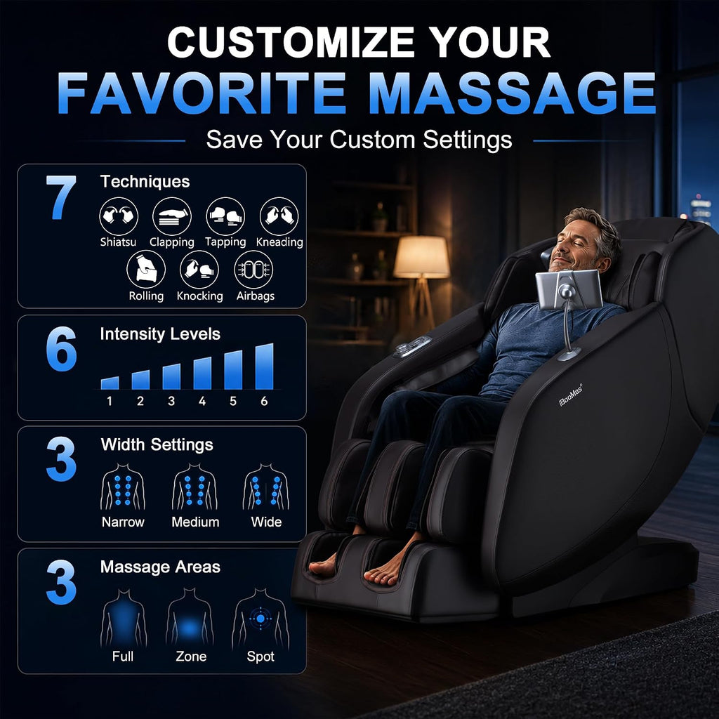 2026 Massage Chair Full Body, 5 Heating Zones for Daily Pain Relief, Zero Gravity 54'' SL-Track, Body Scan, 18 Auto &