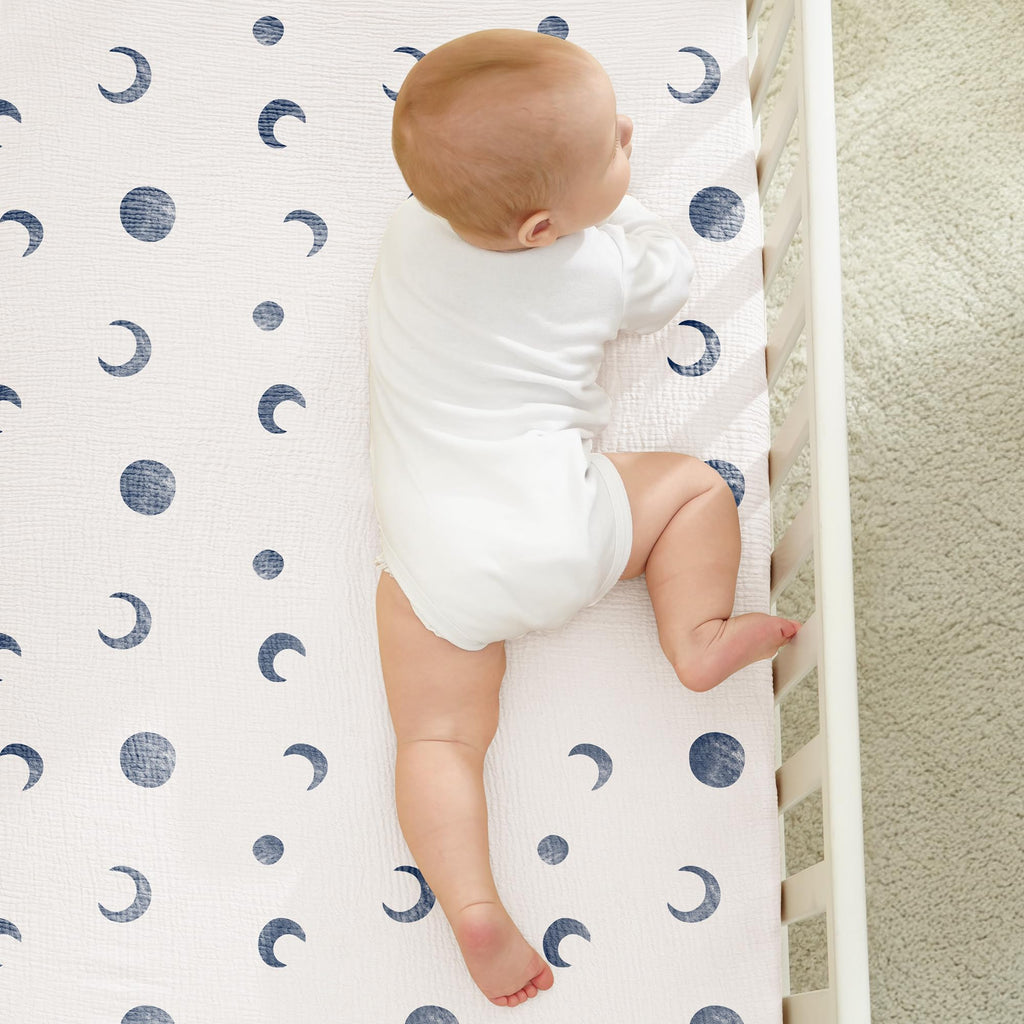 Muslin Mini Crib Sheets for Pack N Play Mattress - 100% Cotton - 38"x26" Soft Breathable Playard Baby Crib Sheets