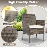 Patio Conversation Set 4 Pieces Patio Furniture Set Wicker with Rattan Chair Loveseats Coffee Table for Outdoor Indoor Garden Backyard Porch Poolside Balcony,Gray Wicker/Khaki Cushions A106-B0BMPSRXRK