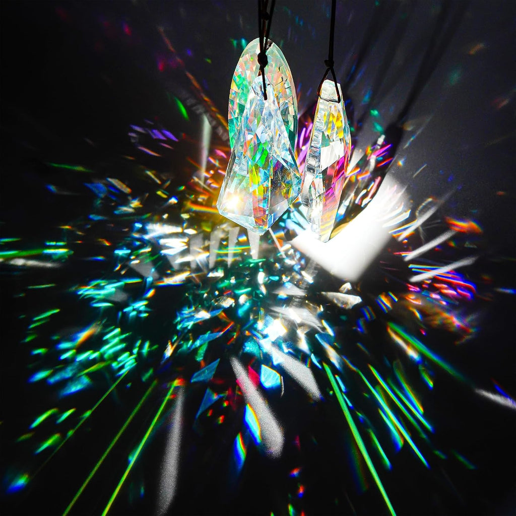 3PCS Crystal Suncatcher Prism, AB Rainbow Maker for Window - Faceted Geometric Glass Prisms, Hanging Crystal Ornament
