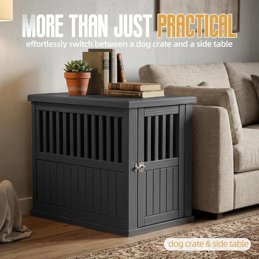 30 INCH Small Dog Crate Furniture Lockable Dog Kennel Indoor Dog Cage Heavy Duty Decorative Plastic Pet Cage End Table