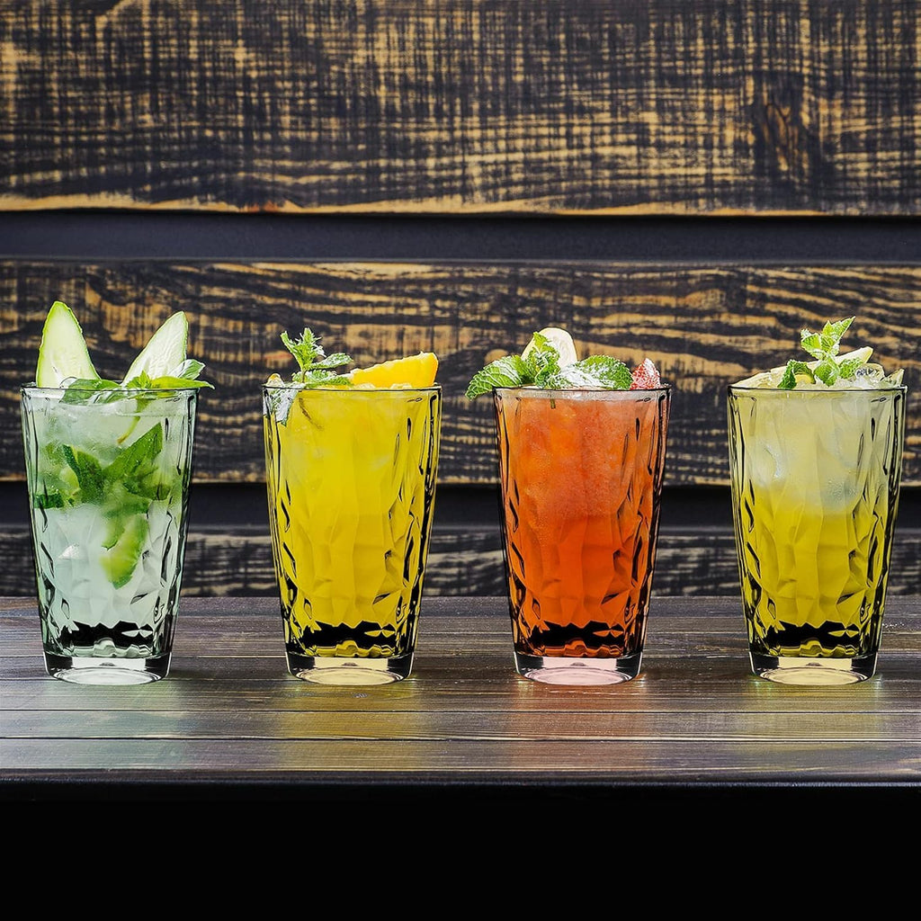 16oz Plastic Tumblers Drinking Glasses Set of 4, Clear Acrylic Drinking Cups Wine Glasses Beverage Cups for Daily