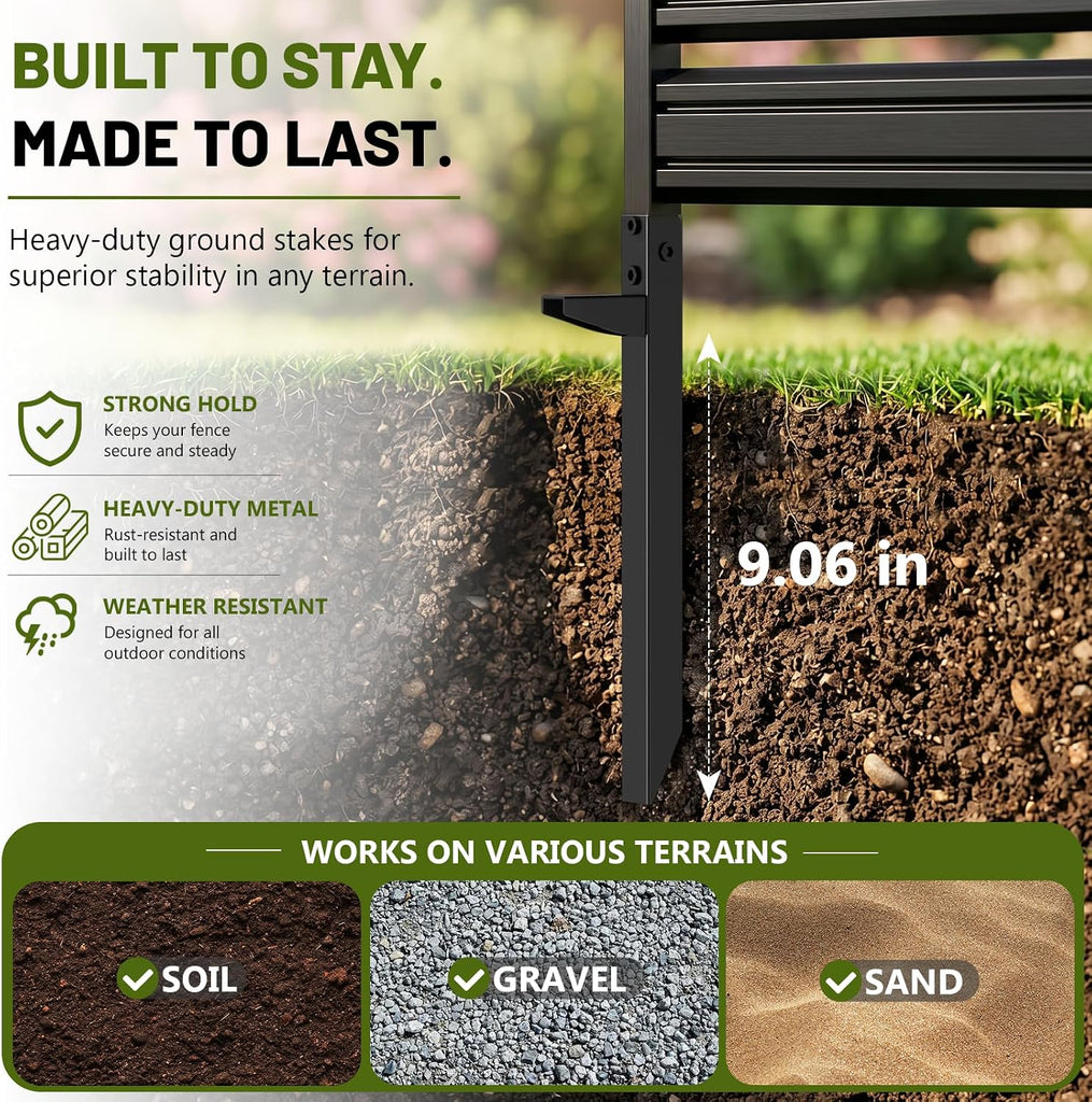 1 Panel No Dig Privacy Fence Screen, 60" H × 48" W Metal Outdoor Air Conditioner Fencing for AC Unit Cover, Hide