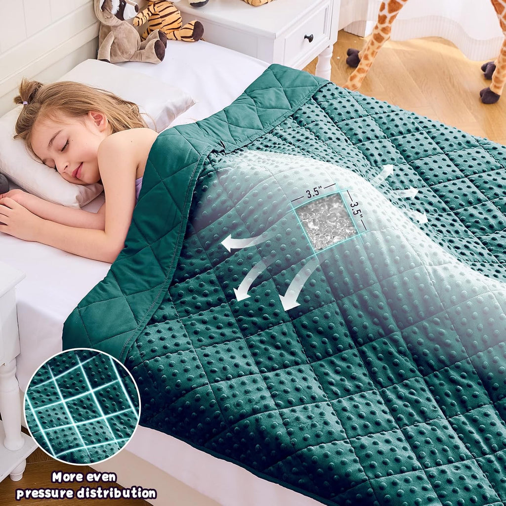 Green Weighted Blanket 10lbs, 40"x60", Breathable Twin Size Cooling Minky Heavy Throw Blanket for 80-120lbs, Soft