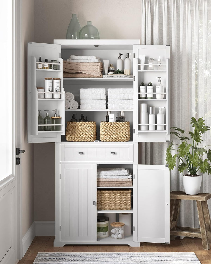 Pantry Cabinet, Tall Storage Cabinet with Drawer, 71.7-Inch | Freestanding cupboard with 2 cabinets, 4 adjustable