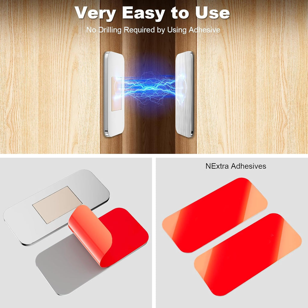 5 Pack Magnetic Cabinet Door Catch, Ultra Thin Cabinet Door Magnets, Adhesive Drawer Magnets to Stay Closed, Stainless