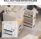 29.5" Bathroom Vanity with Sink & Hair Tool Drawer - Freestanding Cabinet with 4 Drawers & 2 Doors