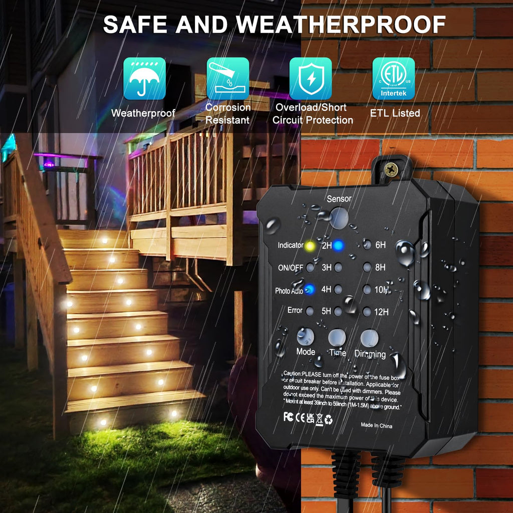 Dimmable LED Deck Lights with Timer and Photocell Sensor and Protecting Shell φ32mm,20Pack Outdoor LED Smart Deck
