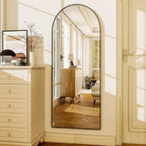 56"x21"Full Length Mirror Arch Floor Mirrors with Aluminum Alloy Frame Free-Standing Wall Mounted or Leaning Large