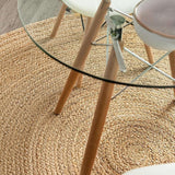 Round Jute Area Rug 6ft Natural Fiber Handwoven Boho Farmhouse Jute Area Rug Soft Braided Reversible