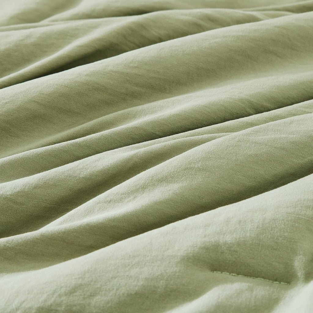 Comforter Set - 7 Pieces Sage Green Soft Bed in a Bag with Fitted Sheet, Flat Sheet, 2 Pillow Shams