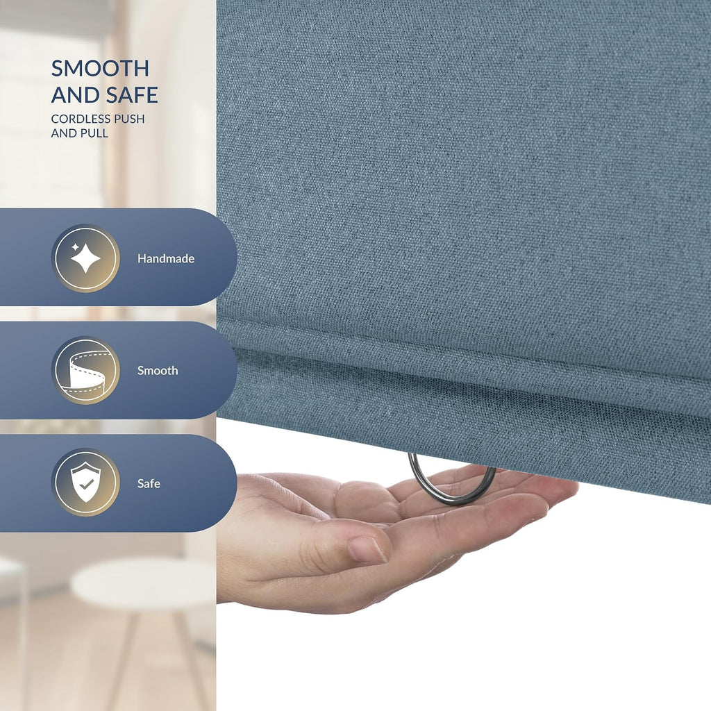 No Drill Roman Shades for Windows, Cordless Blackout Window Shades with UV Protection, Easy Install for Indoor