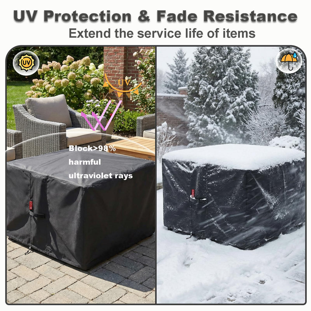Fire Pit Cover Square 48"Lx48"Wx29"H, Waterproof 600D Polyester
